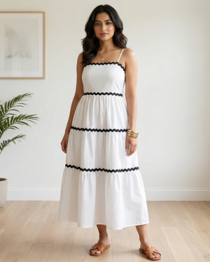 Santorini Breeze Smocked Tiered Midi Dress