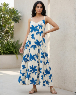Coastal Flora Tiered Sun Dress - Ivory