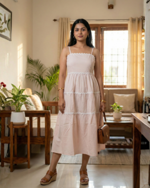Rose Petal Ric-Rac Tiered Midi Dress