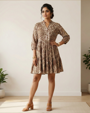 Effortless Spring Bloom Sage Green Flared Tunic Dress