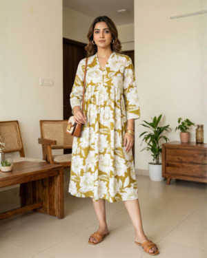 Mauve Meadow Gathered Back Midi Dress