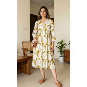 Mauve Meadow Gathered Back Midi Dress