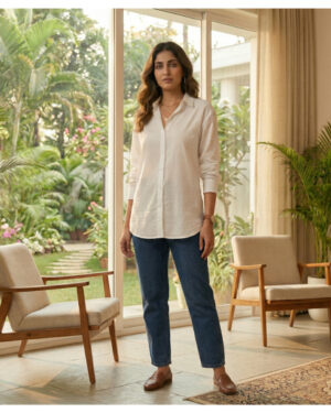 Women?s Elegant White Button-Down Shirt | Classic Collared Full Sleeve Top