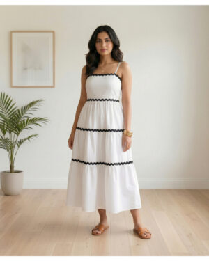 Santorini Breeze Smocked Tiered Midi Dress