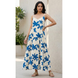 Coastal Flora Tiered Sun Dress - Ivory