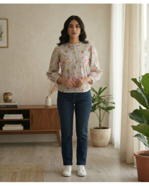 Womens Pastel Floral Print Top | Full Sleeve Lightweight Casual Shirt