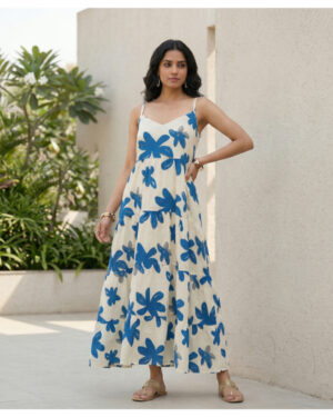 Coastal Flora Tiered Sun Dress - Ivory