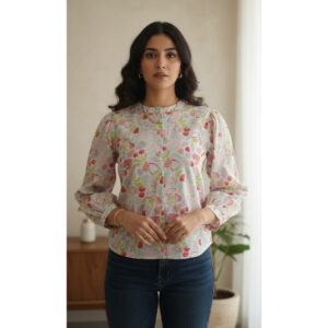 Womens Pastel Floral Print Top | Full Sleeve Lightweight Casual Shirt